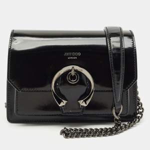 Pre Owned Jimmy Choo Black Glossy Leather Madeline Shoulder Bag