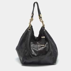 Pre Owned Jimmy Choo Black Python Lola Hobo