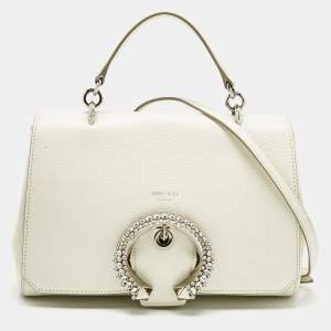 Jimmy Choo White Leather Madeline Top Handle Bag