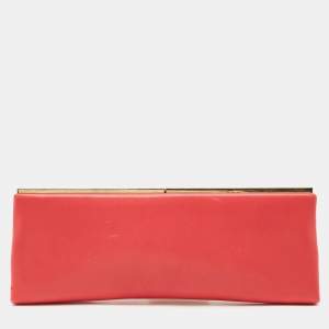 Pre Owned Jimmy Choo Red Leather Long Frame Clutch
