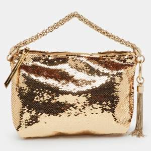 مملوكة مسبقًا Jimmy Choo Metallic Rose Gold Sequins Mini Callie Bag