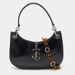 Pre Owned Jimmy Choo Black Patent Leather Varenne Hobo