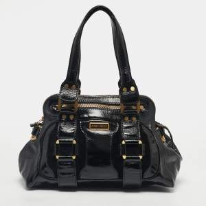 Pre Owned Jimmy Choo Black Patent Leather Malena Bag