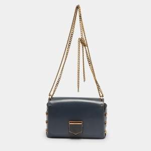 Pre Owned Jimmy Choo Blue Leather Lockett City Shoulder Bag