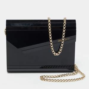 Pre Owned Jimmy Choo Black Acrylic and Leather Candy Chain Clutch 