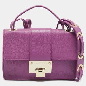 Pre Owned حقيبة جيمي تشو يد علوية ريبيل جلد زهري