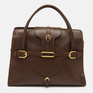 مملوكة مسبقًا Jimmy Choo Tulita Brown Leather Tote