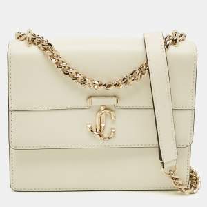 Pre Owned Jimmy Choo Varenne Off White Leather Shoulder Bag