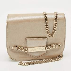 Pre Owned حقيبة كروس بودي جلد لامع بظل جيمي تشو مع سلسلة