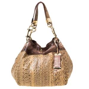 مملوكة مسبقًا Jimmy Choo Beige Python Skin  Lohla Jane Hobo 
