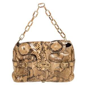 Pre Owned Jimmy Choo Brown Python Tulita Shoulder Bag