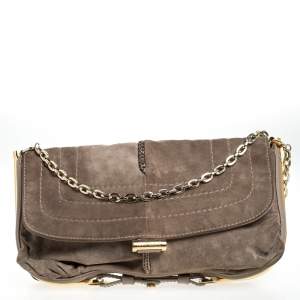 Jimmy Choo Beige Nubuck and Leather Flap Shoulder Bag