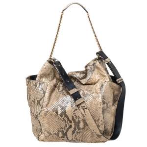Pre Owned Jimmy Choo Cream Python Anna Hobo