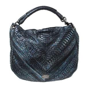 Jimmy Choo Holographic Python Effect Leather Sky Hobo