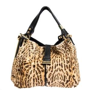 Jimmy Choo Brown/Black Leopard Print Calfhair and Leather Alex Hobo
