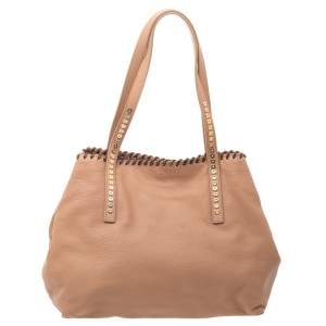 مملوكة مسبقًا Jimmy Choo Beige Grained Leather Whipstitch Tote