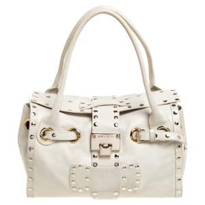 Pre Owned Jimmy Choo Cream Leather Medium Rosalie Satchel