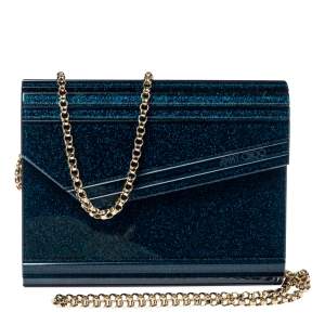 Pre Owned Jimmy Choo Navy Blue Shimmer Acrylic Candy Clutch Bag