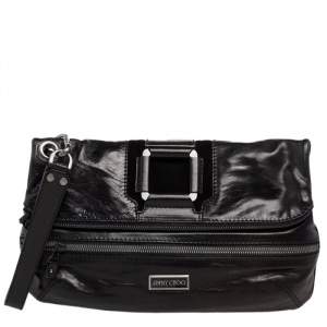 Pre Owned حقيبة كلتش جيمي حمالة معصم واسعة مارين سويدي وجلد أسود