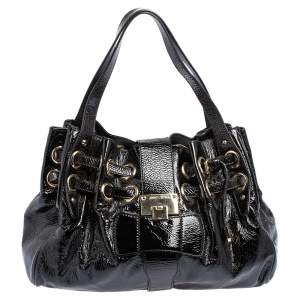 Jimmy Choo Black Patent Leather Ramona Shoulder Bag