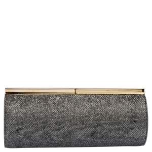 Pre Owned Jimmy Choo Silver Coarse Glitter Trinket Degrade Clutch