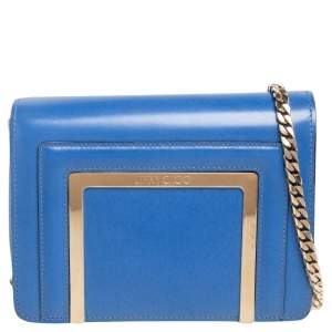 Pre Owned Jimmy Choo Blue Leather Alba Shoulder Bag