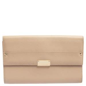 Pre Owned حقيبة كلتش جيمي تشو ريس جلد وردى فاتح