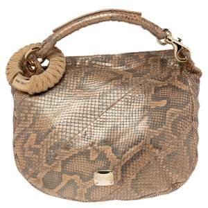 Jimmy Choo Metallic Beige Python Limited Edition 4/4 Saba Hobo