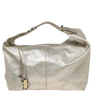 Jimmy Choo Metallic Gold Leather Zip Hobo