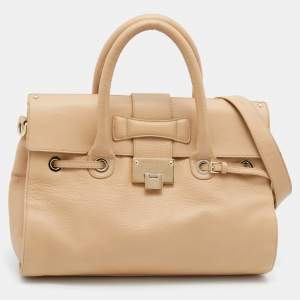Jimmy Choo Beige Leather Rosalie Satchel