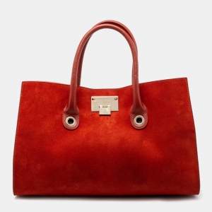 Jimmy Choo Orange Suede And Leather Riley Tote