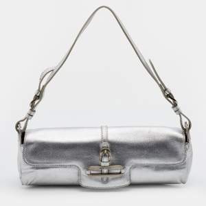 Jimmy Choo Metallic Silver Leather Tulita Pochette