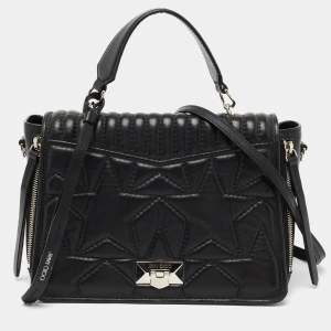 Jimmy Choo Black Quilted Leather Helia Top Handle Bag