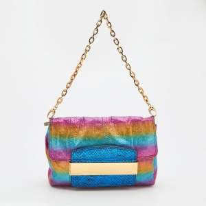 Jimmy Choo Multicolored Watersnake Celeste Rainbow Chain Shoulder Bag