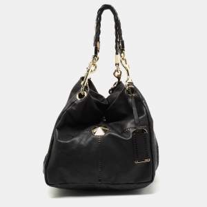 Jimmy Choo Black Perforated Leather Shoulder Bag