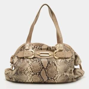 Jimmy Choo Beige/Brown Python Satchel