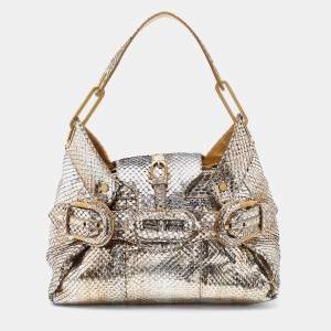 Pre Owned Jimmy Choo Metallic Python Leather Tulita Shoulder Bag