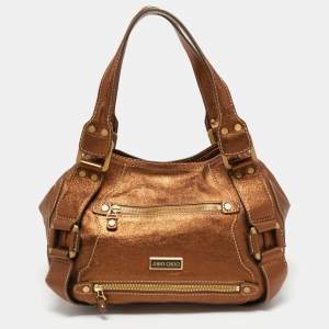 Jimmy Choo Metallic Brown Leather Mahala Bag