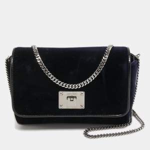 Jimmy Choo Blue Velvet Ruby Chain Crossbody Bag