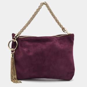 Jimmy Choo Purple Velvet Callie Clutch Bag