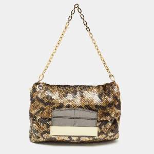 Jimmy Choo Multicolor Metal Sequins Carolina Chain Shoulder Bag