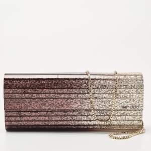 Jimmy Choo Gold Ombre Glitter Acrylic Sweetie Chain Clutch