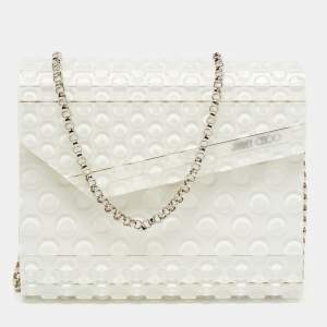 Jimmy Choo White Bubble Wrap Acrylic Candy Chain Clutch