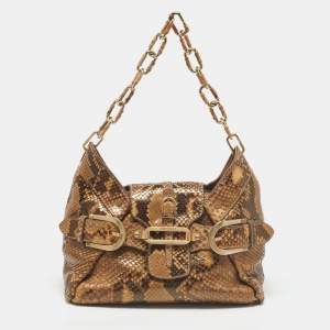 Jimmy Choo Gold/Brown Python Tulita Hobo