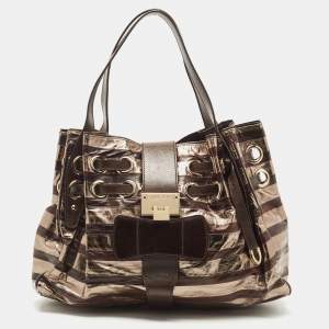 Pre Owned Jimmy Choo Dark Brown/Gold Eel Leather Ramona Hobo