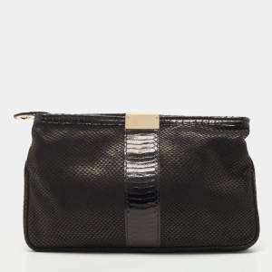 Pre Owned Jimmy Choo Python Embossed Suede Zulu Clutch