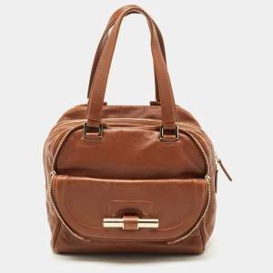 Jimmy Choo Brown Leather Justine Satchel