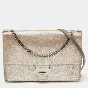 Pre Owned Jimmy Choo Metallic Silver Leather Rebel Shoulder Bag