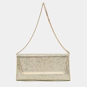 Jimmy Choo Silver/Gold Glitter Margot Chain Clutch
