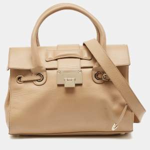 Jimmy Choo Beige Leather Rosalie Satchel